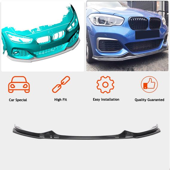 Накладка на передній бампер Lip V3 (для M-Sport 2015-2019, Карбон) для BMW 1 серія F20/21 рр | Зображення 1