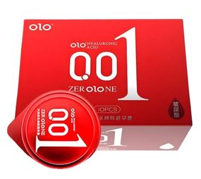 Ультратонкі текстуровані презервативи з гіалуроновою кислотою та зігрівальним ефектом OLO - ZERO ONE RED, 10 шт sexstyle