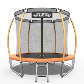Батут дитячий Atleto 252 см із захисною сіткою і драбиною для дому та дачі жовтогарячий 42400467