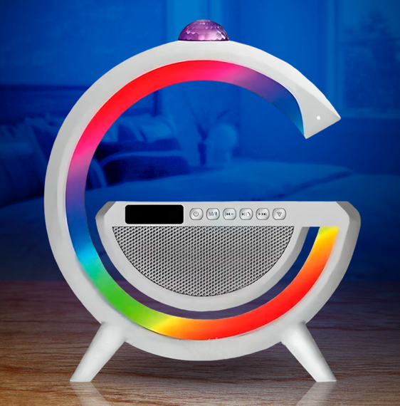 Настольная смарт лампа-ночник 3 в 1 RGB G2388 с беспроводной зарядкой ∙ Многофункциональный ночник Bluetooth колонка RGB 2388 | Зображення 4