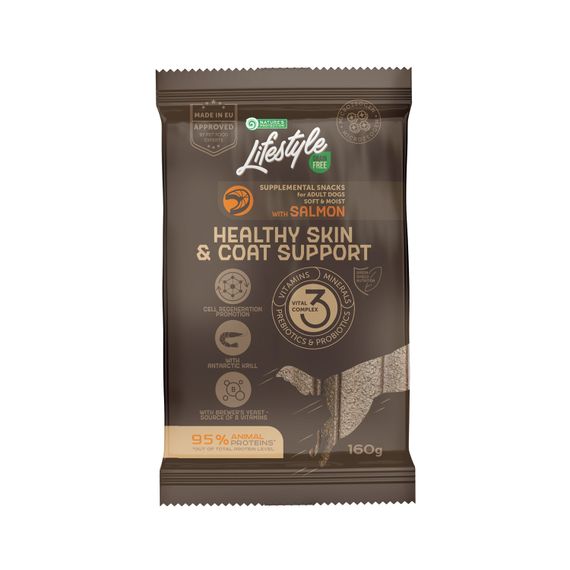 Лакомства Nature's Protection Lifestyle Grain Free Salmon Healthy Skin & Coat Support беззерновые с лососем для молодых собак всех пород 160 гр