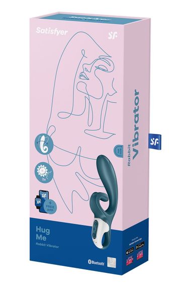 Смартвібратор-кролик Satisfyer Hug Me Bluegrey, 2 мотори, діаметр 4,2см, широка кліторальна частина | Зображення 6