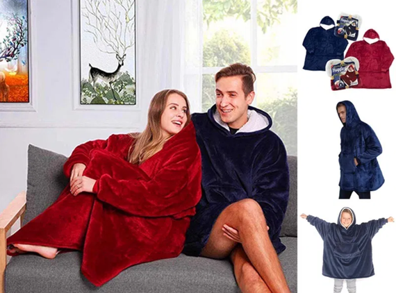 Толстовка — плед із капюшоном HUGGLE HOODIE BLANKET, плед із рукавами Бордовий | Зображення 2