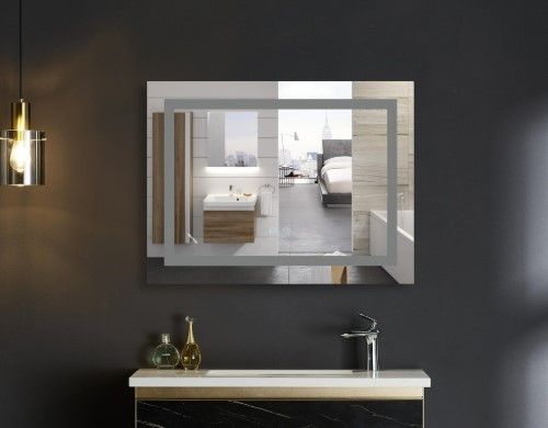 Дзеркало Mixxus WARM MR12-80x70-REVERSE з LED Touch, Anti-fog, димером, регулюванням яскравості (MI6936) | Зображення 2