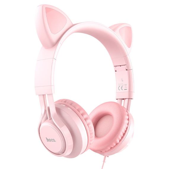 Накладные наушники Hoco W36 Cat ear (3.5mm/1.2m) Pink