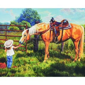 Алмазна мозаїка "Кінь і маленька принцеса" HEG88139, 30х40 см