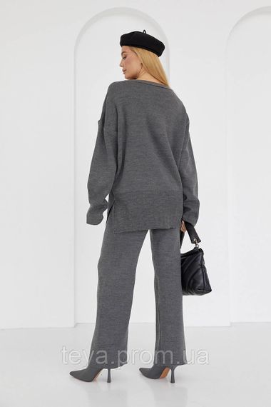В'язаний брючний костюм oversize колір темно-сірий розмір S FL_000821 | Зображення 1