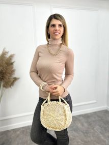 Женский гольф в рубчик мустанг (не утепленный) GF04161 цвет бежевый, размер 50/52