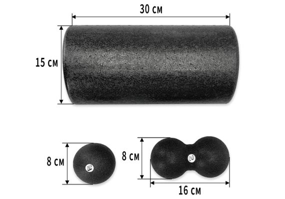 Набір для масажу EasyFit MioSet-L (2 м'ячики+ролик) (EF-2005-L) | Зображення 1