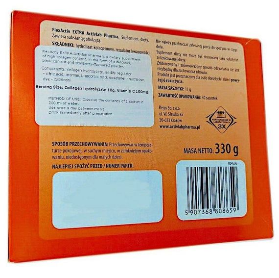 Хондропротектор (для спорта) Activlab Flexactiv extra Kolagen + Vitamin C 30 sachets 11 g Currants and Cranberries | Зображення 1
