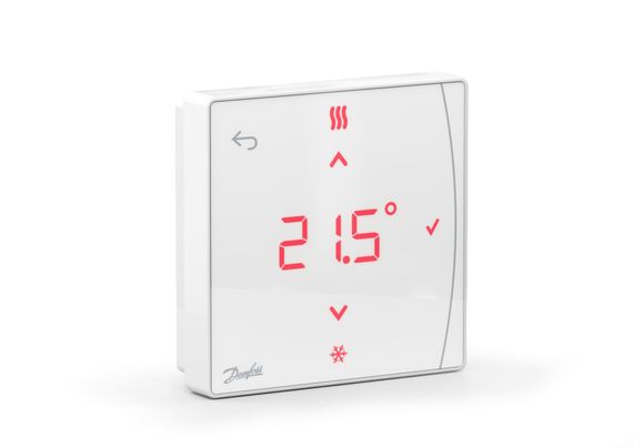 Терморегулятор Danfoss  Icon2 Featured RT, IR датчик, +5...35 °C, програмований, бездротовий, накладний, 3В, білий (088U2122) | Зображення 1