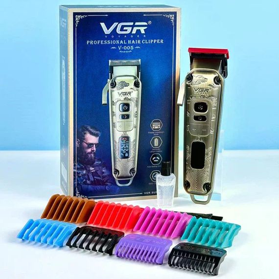 Машинка для стрижки VGR V-005 • Аккумуляторная машинка для волос и бороды VGR V-005 с LED-дисплеем, 4 скоростями и 8 насадками | Зображення 3