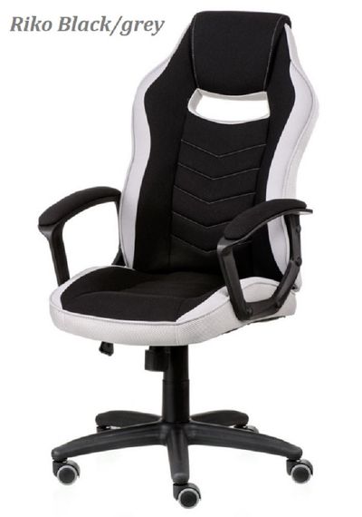 Геймерське крісло Riko black/grey, колір чорно-сірий, оббивка — тканина