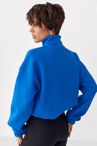 Однотонний спортивний світшот з начосом - синій цвет, L (є розміри) | Зображення 1