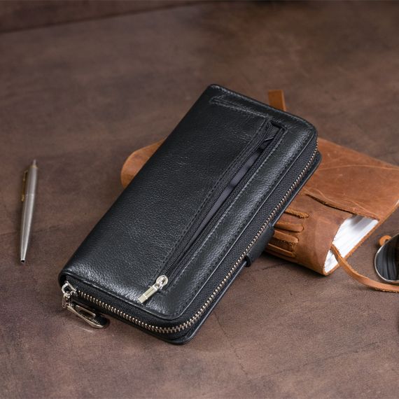 Вертикальный вместительный кошелек из кожи унисекс ST Leather 19300 Черный | Зображення 9
