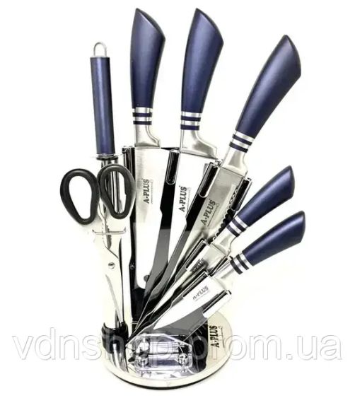 Набор кухонных ножей на крутящейся подставке A-Plus KF-1004 (8 предметов)