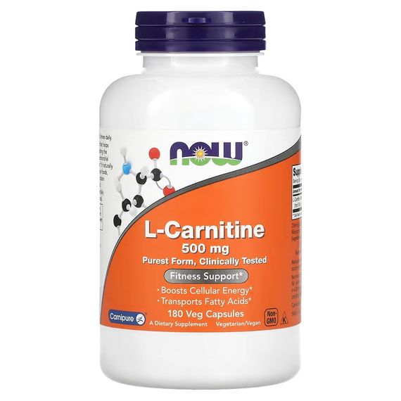 L-карнітин NOW L-Carnitine, 500 mg, 180 Veg Capsules