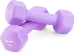 Гантелі для фітнесу неопренові Gymtek Hex 2х2кг бузковий