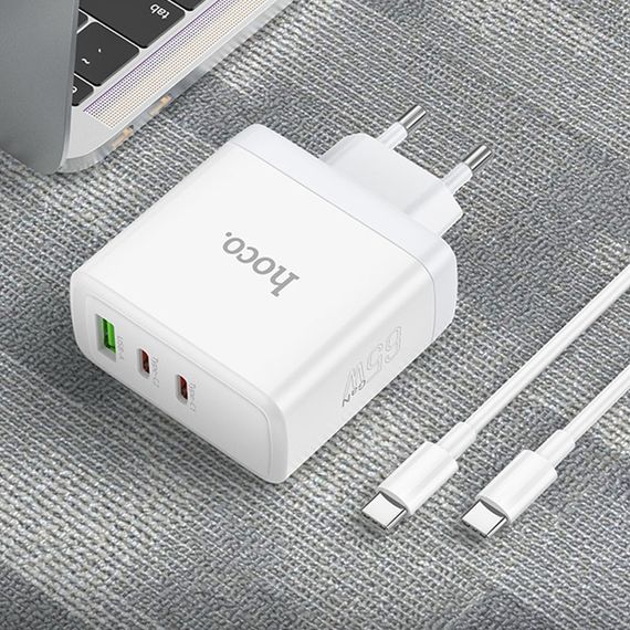 СЗУ Hoco N30 Glory PD65W (2Type-C/1USB) + Type-C to Type-C | Зображення 7