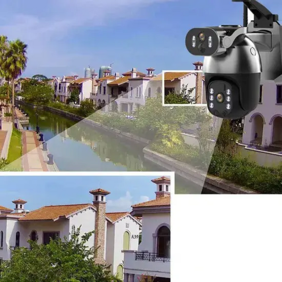 Вулична камера відеоспостереження із сонячною панеллю Q5max, поворотна IP-камера 358° Dual Lens Wi-Fi, 6 МП | Зображення 7