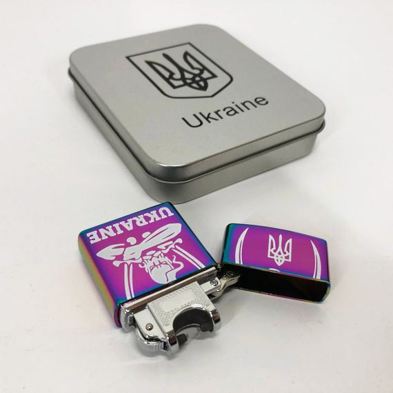 Дугова електроімпульсна запальничка USB Україна (металева коробка) HL-449. VF-976 Колір: хамелеон | Зображення 6