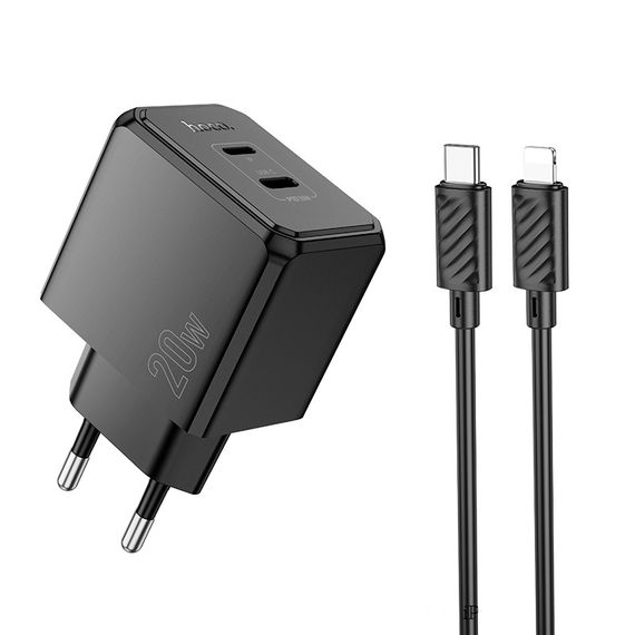 СЗУ HOCO CS16A, 1xUSB-C+1xLighting, PD20W, Black