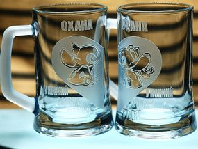 Парные бокалы 670 мл Лило и Стич с гравировкой кружки для влюбленных Именный подарок для пары