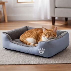 Лежанка - пуфик для кошек и собак серый  S(40*25)