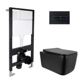 Готовое решение Qtap для ванной комнаты: подвесной унитаз Gemini Ultra Quiet 520x360x350 + комплект инсталляции Standard (линейная
