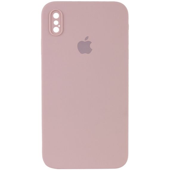 Чехол Silicone Case Square Full Camera Protective (AA) для Apple iPhone XS / X (5.8") Червоний / Red Салатовий/Neon green