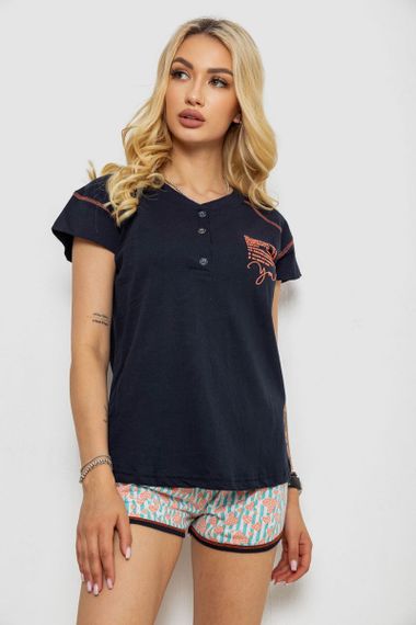 Пижама женская с принтом, цвет синий, 243R0004-P10 | Зображення 2