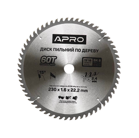 Диск пиляльний для дерева d230 мм*22,23 мм 60T APRO