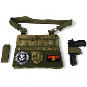 Сумка-кобура мультикам наплечная с липучкой для шевронов, тактическая сумка мужская из кордуры