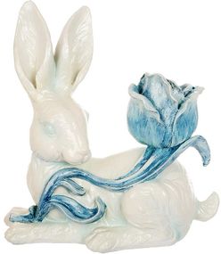 Декоративна фігурка "Кролик з блакитною Квіткою" 23х12х24см, полістоун