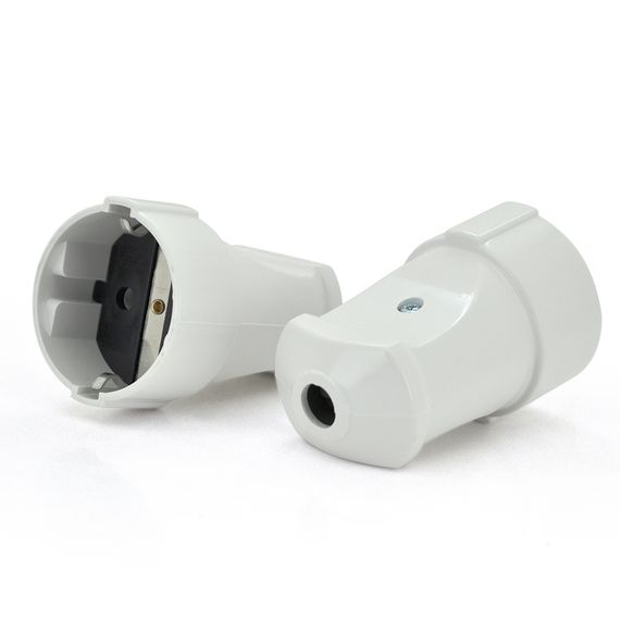 Штепсельний роз'єм з заземленням 16A 250V A102, White, Q15