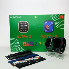 Комплект i50 - Watch Ultra 2 / Smart Watch 9 / 7 ремінців / 2 захисних чохла (Чорний)