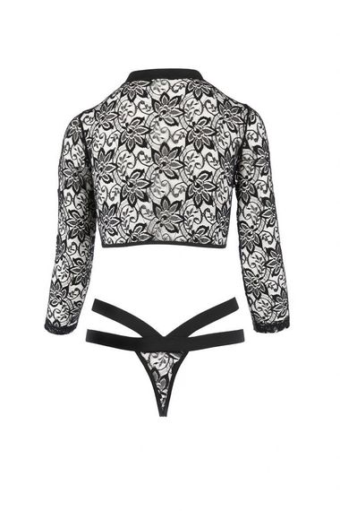 Боди с длинными рукавами и открытой грудью LETICIA BODY black S/M - Passion sexstyle | Зображення 3