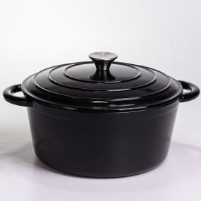 Каструля чавунна емальована 6,5 л, чорний Yiwu HP-FLG-3 BLACK