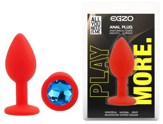 Силіконова анальна пробка EGZO - Silicone Red Round Plug Blue, size S Sex Aura