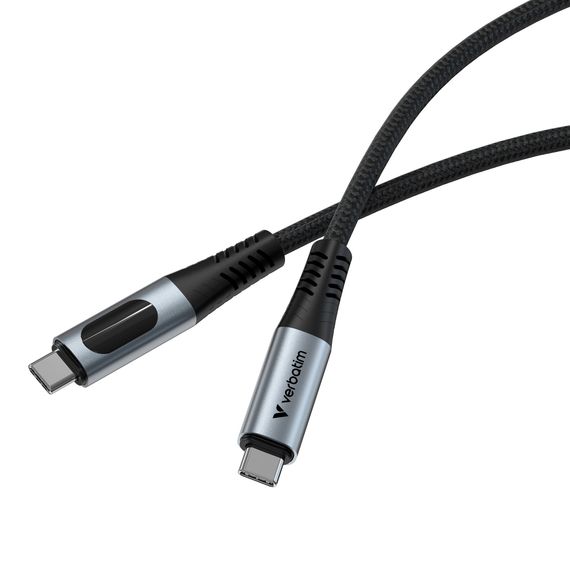 Дата кабель USB-C to USB-C 1.2m with display 240W black Verbatim (31849) | Зображення 1