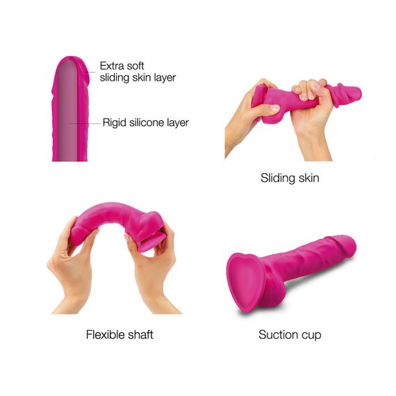 Реалістичний фалоімітатор Strap-On-Me Sliding Skin Realistic Dildo Fuchsia S, ефект рухливої шкіри | Зображення 2