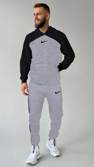 Чоловічий спортивний костюм Nike сірий з чорними вставками | Зображення 2