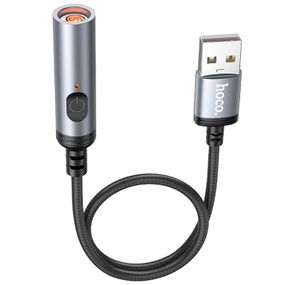 Портативний прикурювач запальничка Hoco UA30 USB Black
