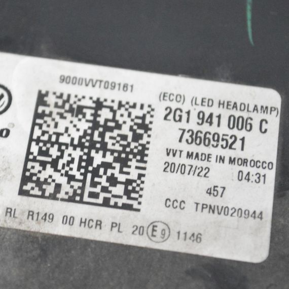 Фара права LED Volkswagen Polo VI 2021-2025 рестайлінг Фара передня права Фольксваген Поло 6 2G1941006C | Зображення 8