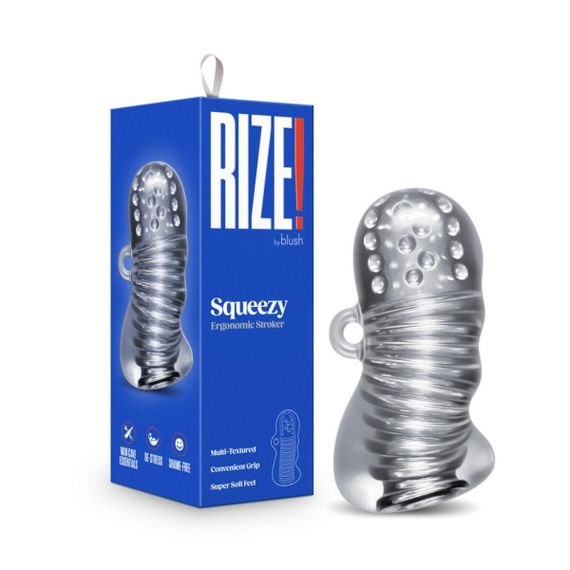 Мастурбатор хай-тек із петлею для пальця Rize Squeezy прозорий, 11.4 х 5 см Sex Aura