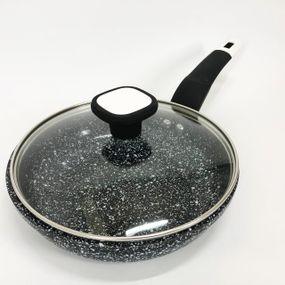 Сковорода с крышкой 20 см светлый гранит UNIQUE UN-5113 | Антипригарная сковорода | Гранитная сковорода