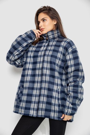 Кофта-сорочка на блискавці утеплена, колір бежево-синій, 244R2210 | Зображення 2