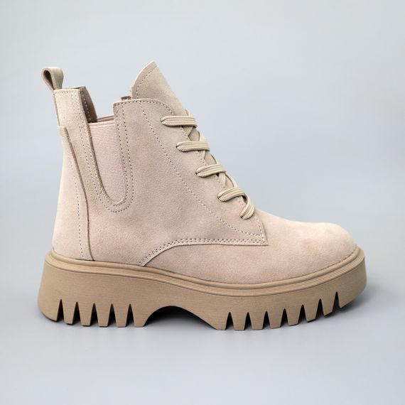 Черевики жіночі замшеві хутро 590639 Бежеві 36 37 38 39 40