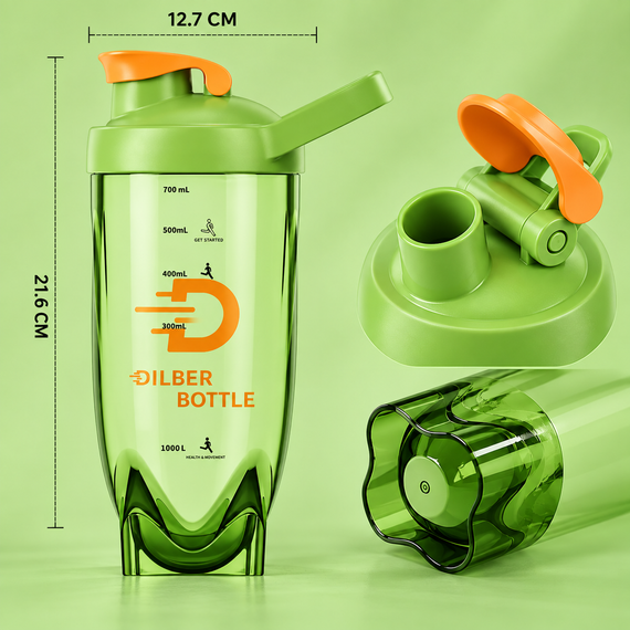 Спортивный шейкер Diller Bottle 700 мл зеленый из тритана ударопрочный с металлическим шариком для протеина и коктейлей | Зображення 3