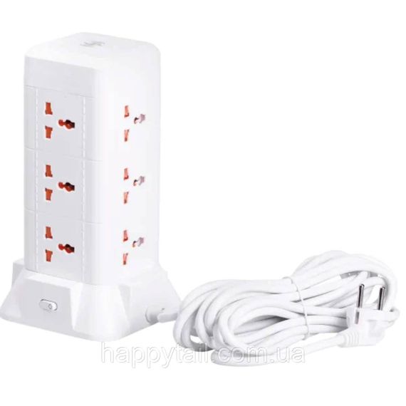 Сетевой фильтр удлинитель 2.8 м с лампой на 9 универсальных розеток с 2 USB, 1 Type-C, беспроводная зарядка HP-5-5 | Зображення 3